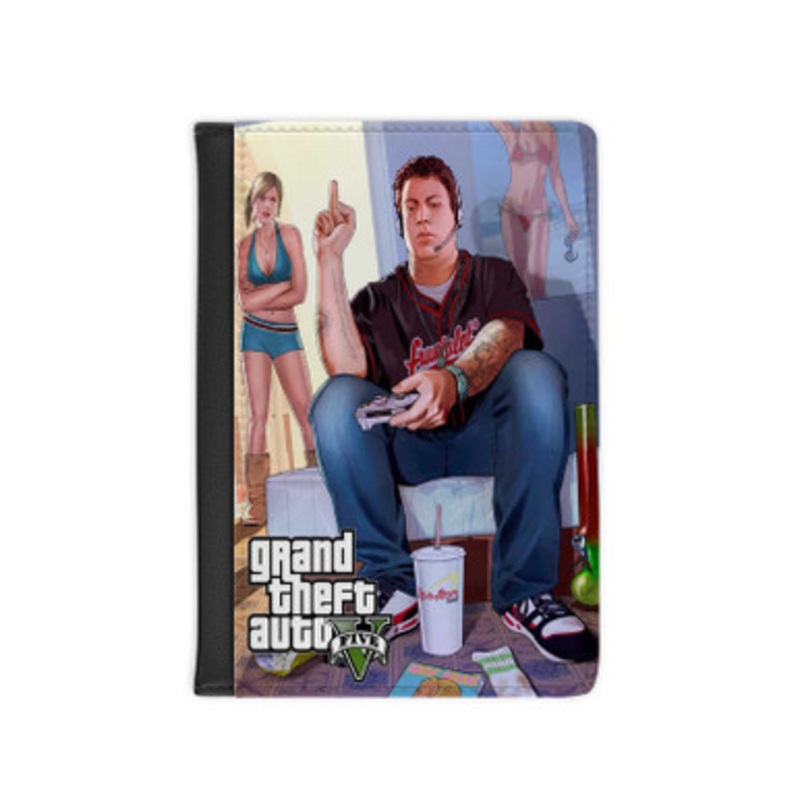 Pastele Jimmy De Santa Grand Theft Auto V Leather Custom Passport Cover Accessory Gift for Traveler Card Holder and Credit Card ID Holder