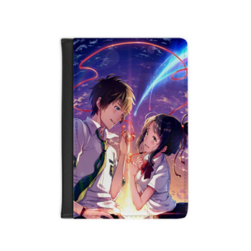 Pastele Kimi No Wa Anime Leather Custom Passport Cover Accessory Gift for Traveler Card Holder and Credit Card ID Holder