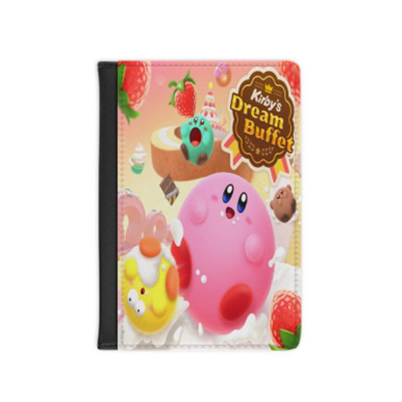 Pastele Kirby s Dream Buffet Leather Custom Passport Cover Accessory Gift for Traveler Card Holder and Credit Card ID Holder