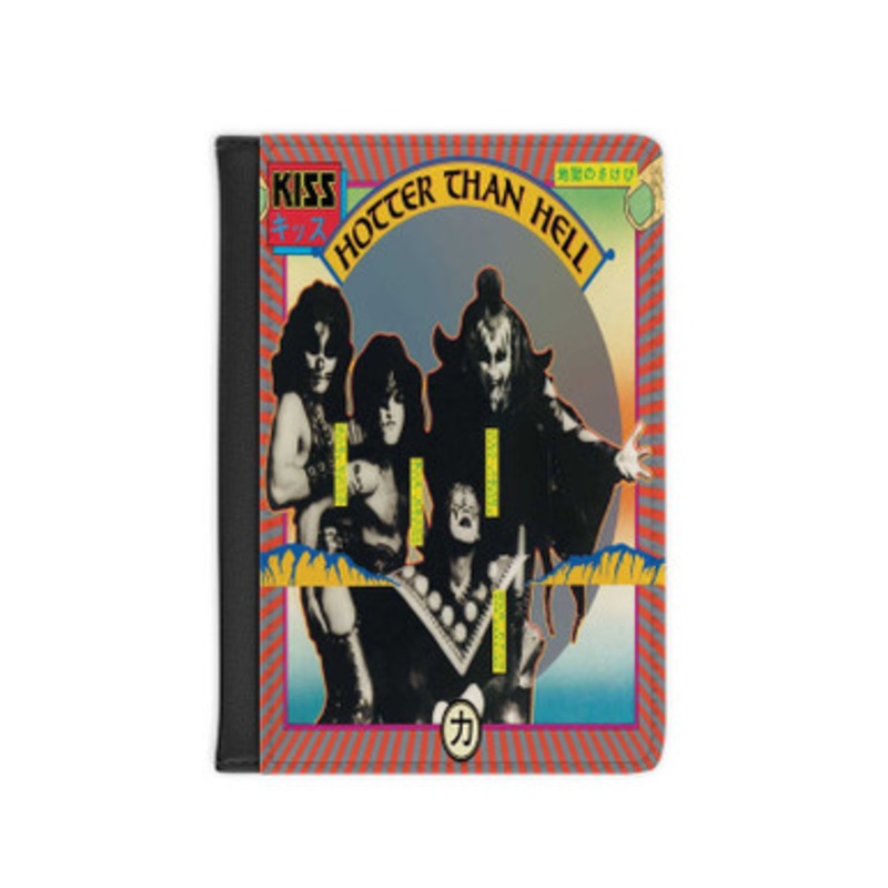 Pastele Kiss Hotter than Hell 1974 Leather Custom Passport Cover Accessory Gift for Traveler Card Holder and Credit Card ID Holder