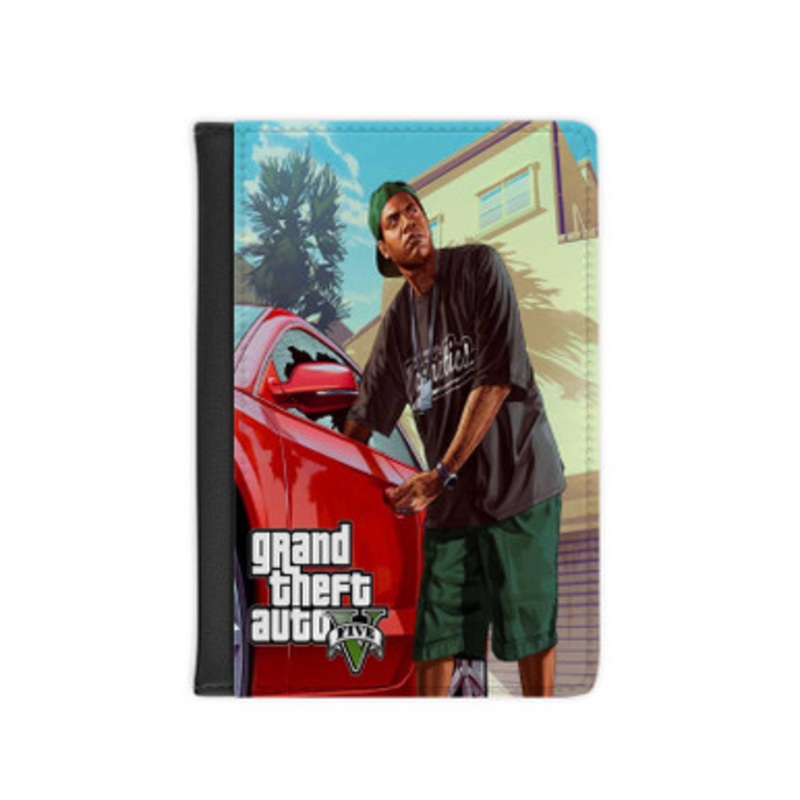 Pastele Lamar Davis Grand Theft Auto V Leather Custom Passport Cover Accessory Gift for Traveler Card Holder and Credit Card ID Holder