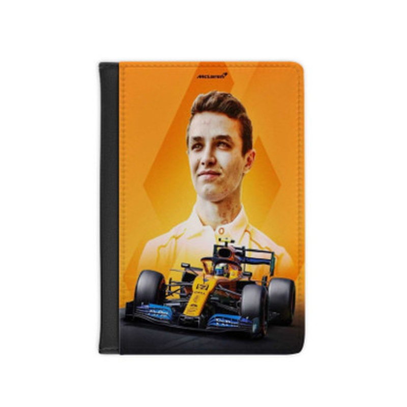 Pastele Lando Norris F1 Mc Laren Leather Custom Passport Cover Accessory Gift for Traveler Card Holder and Credit Card ID Holder