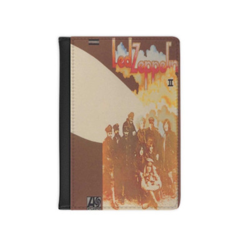 Pastele Led Zeppelin II 1969 Leather Custom Passport Cover Accessory Gift for Traveler Card Holder and Credit Card ID Holder