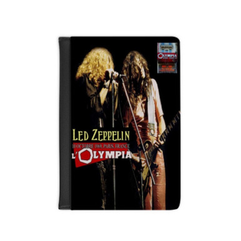 Pastele Led Zeppelin Live At The Olympia Leather Custom Passport Cover Accessory Gift for Traveler Card Holder and Credit Card ID Holder