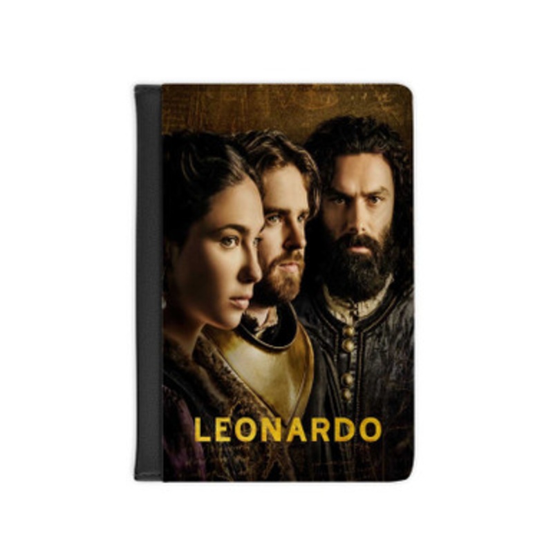 Pastele Leonardo TV Series Leather Custom Passport Cover Accessory Gift for Traveler Card Holder and Credit Card ID Holder