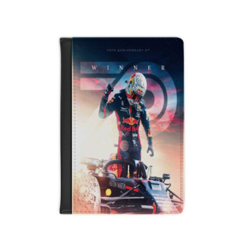 Pastele Max Verstappen F1 Winner Leather Custom Passport Cover Accessory Gift for Traveler Card Holder and Credit Card ID Holder