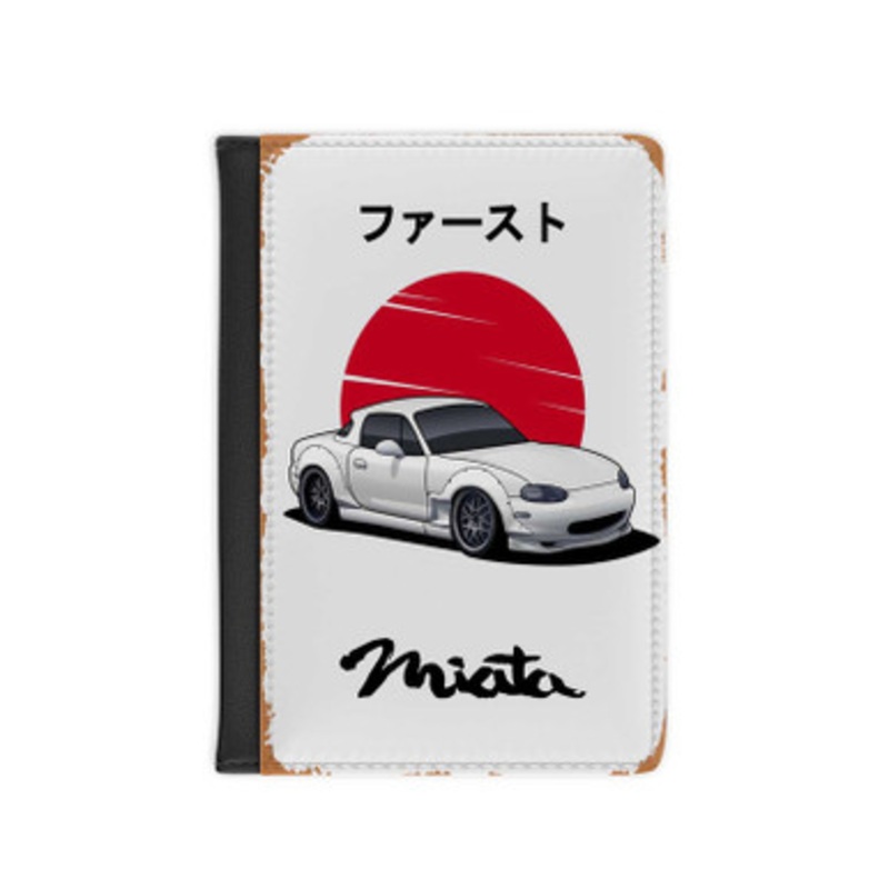 Pastele Mazda MX5 Miata Leather Custom Passport Cover Accessory Gift for Traveler Card Holder and Credit Card ID Holder