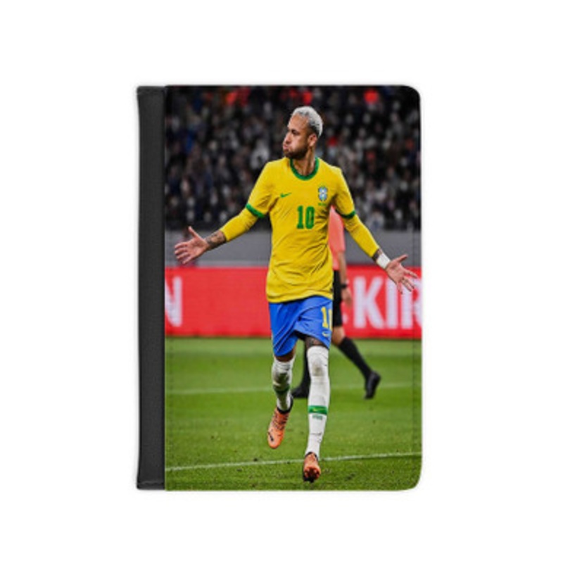 Pastele Neymar Brazil World Cup 2022 Leather Custom Passport Cover Accessory Gift for Traveler Card Holder and Credit Card ID Holder