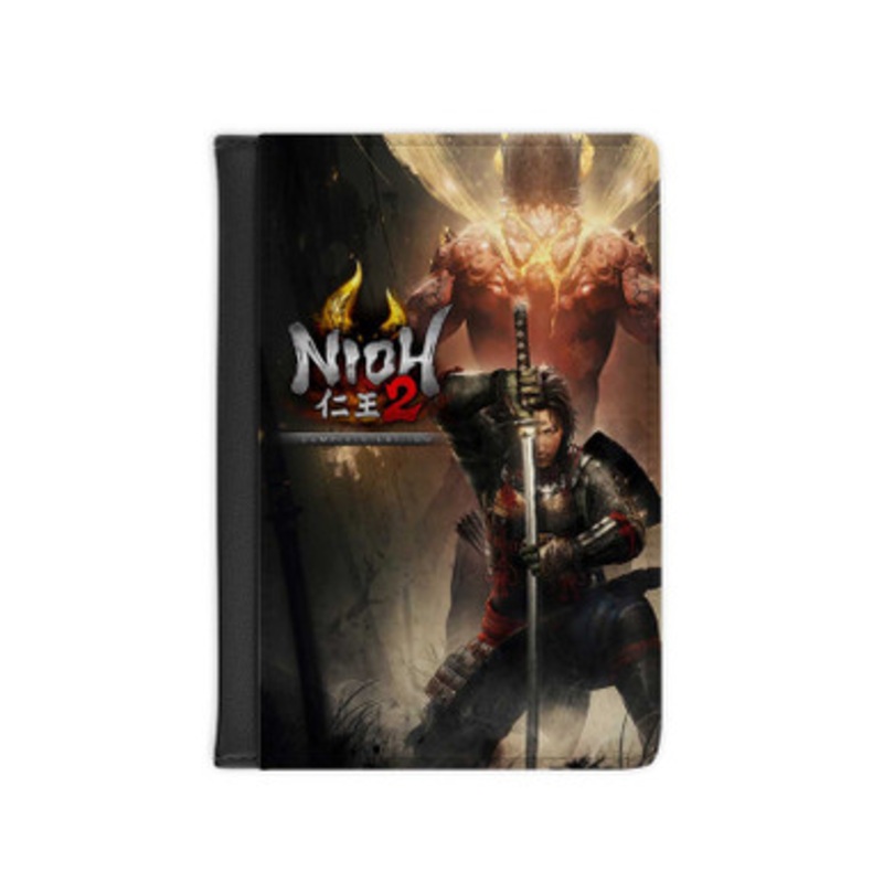 Pastele Nioh 2 The Complete Edition Leather Custom Passport Cover Accessory Gift for Traveler Card Holder and Credit Card ID Holder