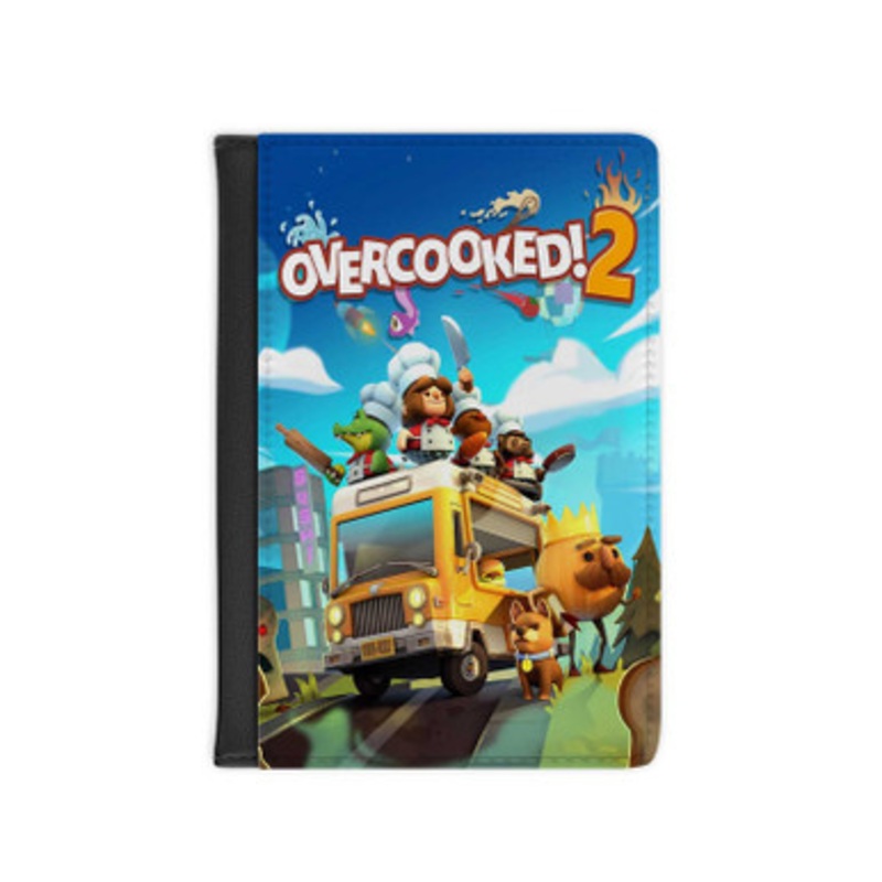Pastele Overcooked 2 Leather Custom Passport Cover Accessory Gift for Traveler Card Holder and Credit Card ID Holder