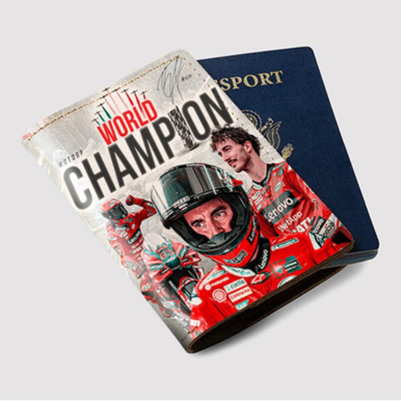 Pastele Pecco Bagnaia Moto GP Custom Passport Wallet Case With Credit Card Holder Awesome Personalized PU Leather Travel Trip Vacation Baggage Cover