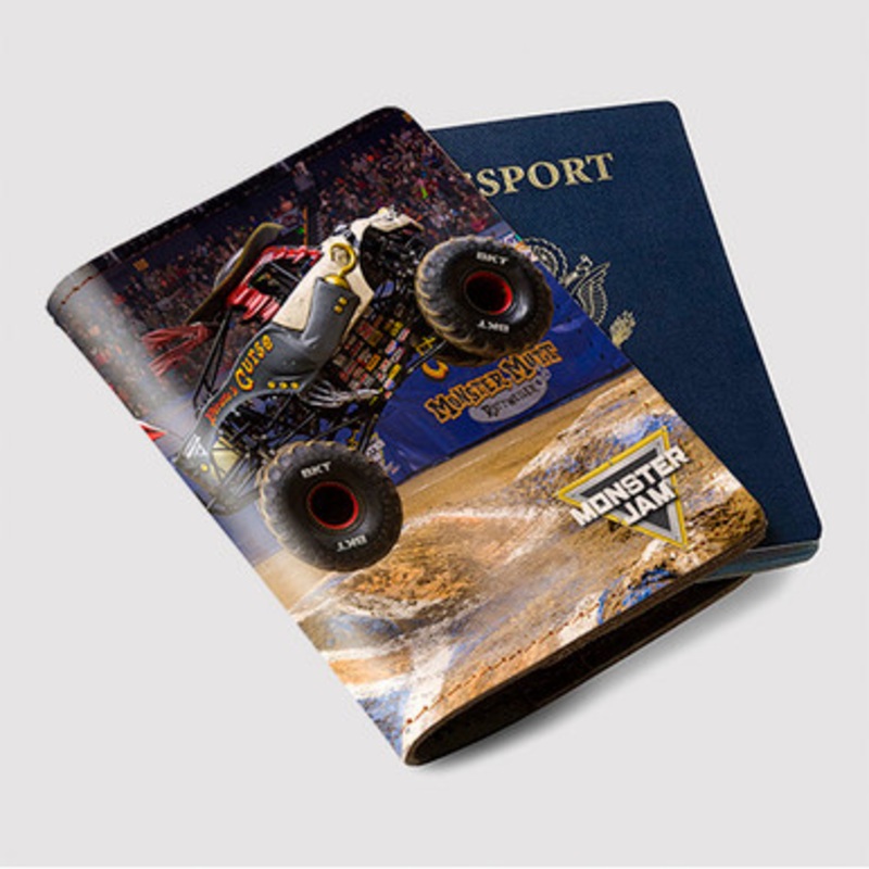 Pastele Pirate s Curse Monster Truck Custom Passport Wallet Case With Credit Card Holder Awesome Personalized PU Leather Travel Trip Vacation Baggage Cover