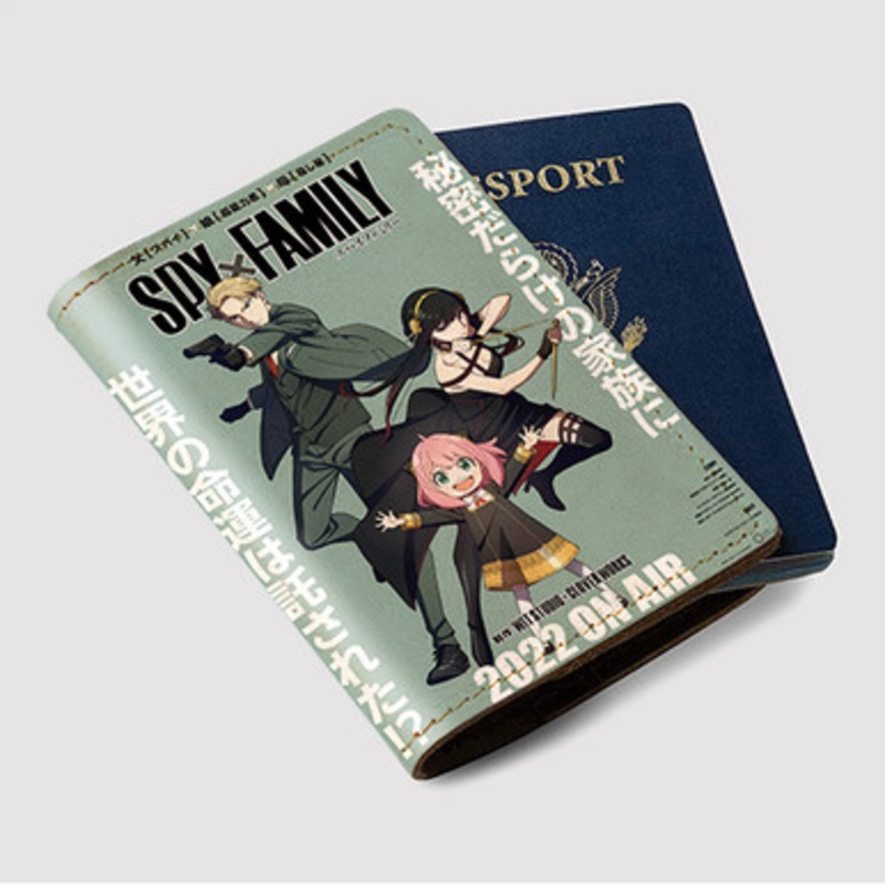 Pastele Spy x Family jpeg Custom Passport Wallet Case With Credit Card Holder Awesome Personalized PU Leather Travel Trip Vacation Baggage Cover