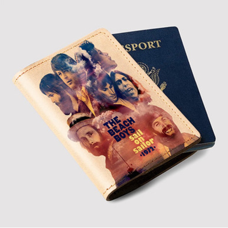 Pastele The Beach Boys Sail On Sailor 1972 Custom Passport Wallet Case With Credit Card Holder Awesome Personalized PU Leather Travel Trip Vacation Baggage Cover