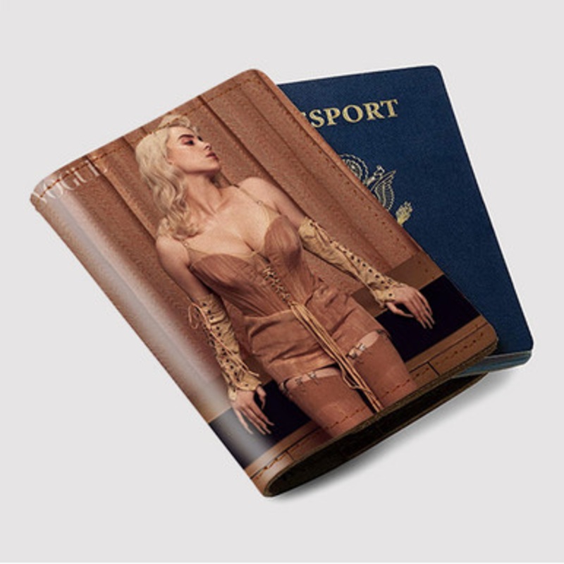 Pastele Billie Eilish Vogue Custom Passport Wallet Case With Credit Card Holder Awesome Personalized PU Leather Travel Trip Vacation Baggage Cover