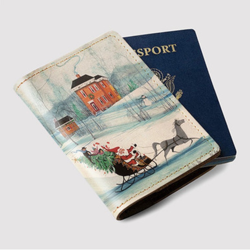 Pastele Christmas On The Farm P Buckley Moss jpeg Custom Passport Wallet Case With Credit Card Holder Awesome Personalized PU Leather Travel Trip Vacation Baggage Cover