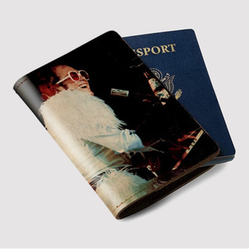 Pastele Elton John 1973 Custom Passport Wallet Case With Credit Card Holder Awesome Personalized PU Leather Travel Trip Vacation Baggage Cover