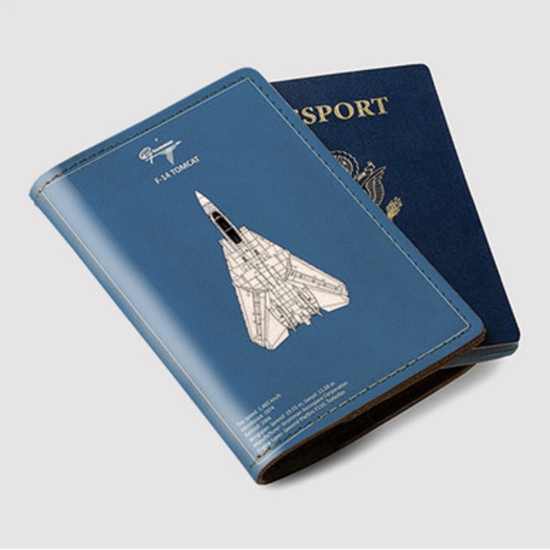 Pastele F 14 Tomcat Custom Passport Wallet Case With Credit Card Holder Awesome Personalized PU Leather Travel Trip Vacation Baggage Cover
