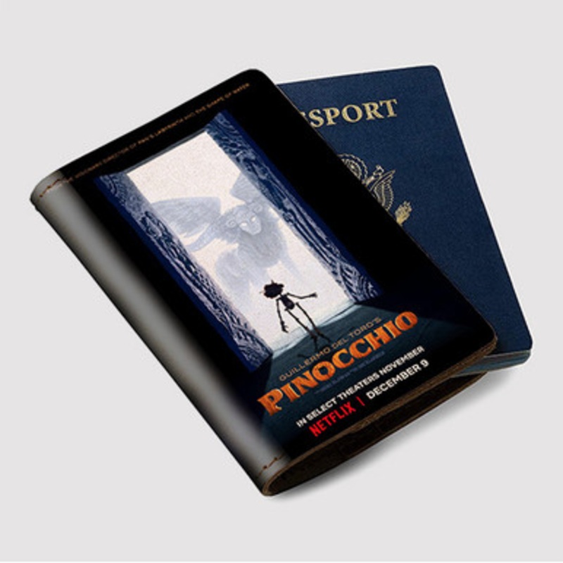 Pastele Guillermo del Toro s Pinocchio Custom Passport Wallet Case With Credit Card Holder Awesome Personalized PU Leather Travel Trip Vacation Baggage Cover
