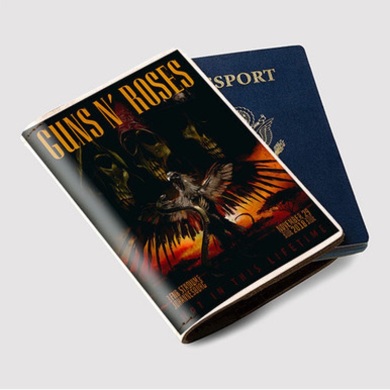 Pastele Guns N Roses Not In This Lifetime Custom Passport Wallet Case With Credit Card Holder Awesome Personalized PU Leather Travel Trip Vacation Baggage Cover