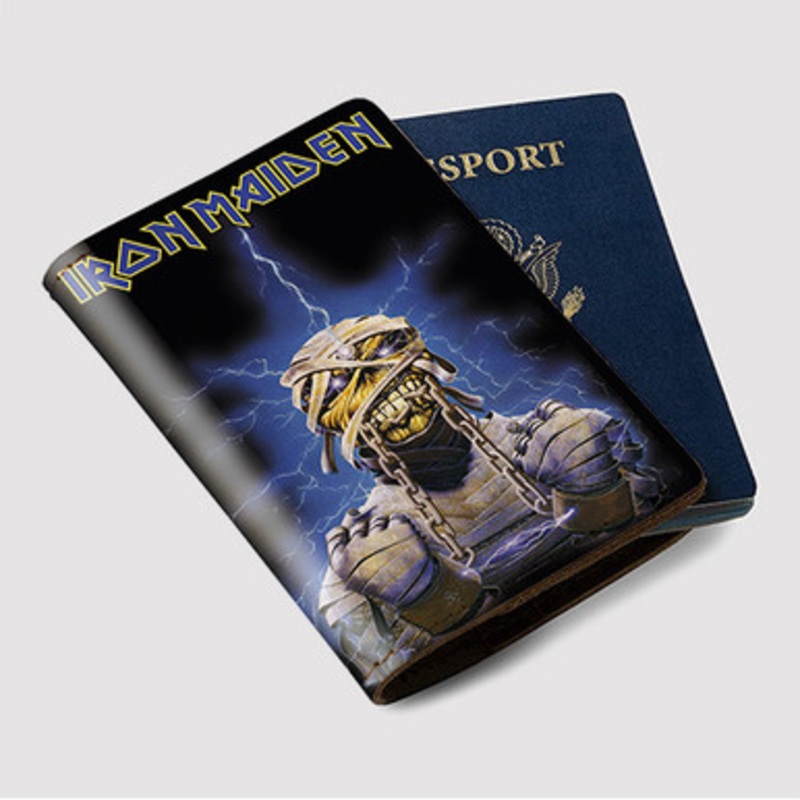 Pastele Iron Maiden Eddie Custom Passport Wallet Case With Credit Card Holder Awesome Personalized PU Leather Travel Trip Vacation Baggage Cover