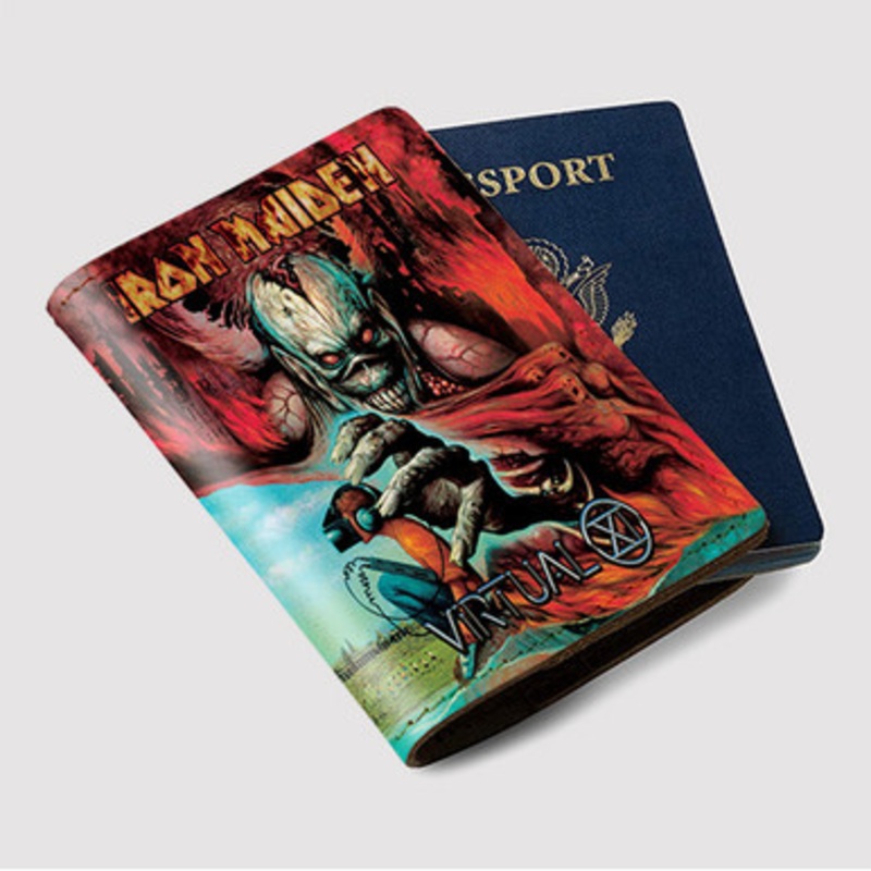 Pastele Iron Maiden Virtual XI Custom Passport Wallet Case With Credit Card Holder Awesome Personalized PU Leather Travel Trip Vacation Baggage Cover