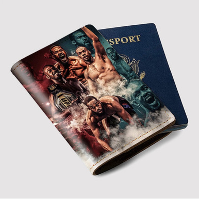Pastele Jon Jones UFC MMA Custom Passport Wallet Case With Credit Card Holder Awesome Personalized PU Leather Travel Trip Vacation Baggage Cover