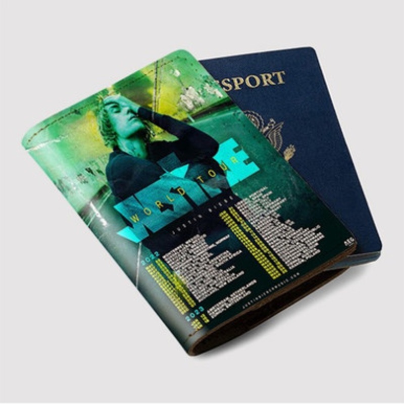 Pastele Justin Bieber World Tour 2022 2023 Custom Passport Wallet Case With Credit Card Holder Awesome Personalized PU Leather Travel Trip Vacation Baggage Cover
