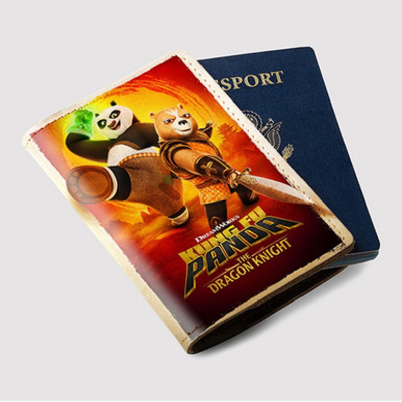 Pastele Kung Fu Panda The Dragon Knight Custom Passport Wallet Case With Credit Card Holder Awesome Personalized PU Leather Travel Trip Vacation Baggage Cover