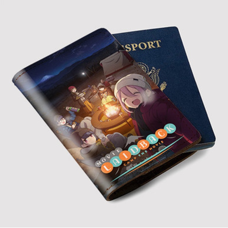 Pastele Laid Back Camp Movie Custom Passport Wallet Case With Credit Card Holder Awesome Personalized PU Leather Travel Trip Vacation Baggage Cover
