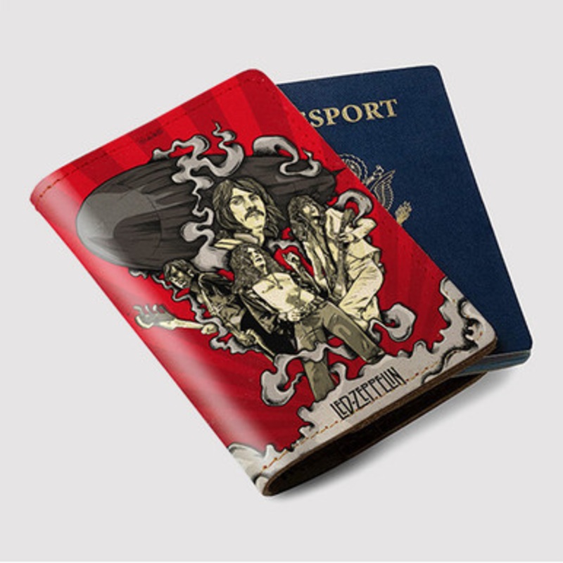 Pastele Led Zeppelin Band Custom Passport Wallet Case With Credit Card Holder Awesome Personalized PU Leather Travel Trip Vacation Baggage Cover