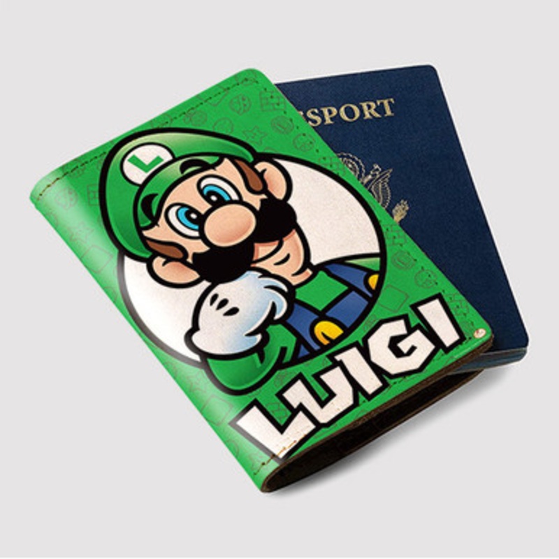 Pastele Luigi Super Mario Bros Nintendo Custom Passport Wallet Case With Credit Card Holder Awesome Personalized PU Leather Travel Trip Vacation Baggage Cover