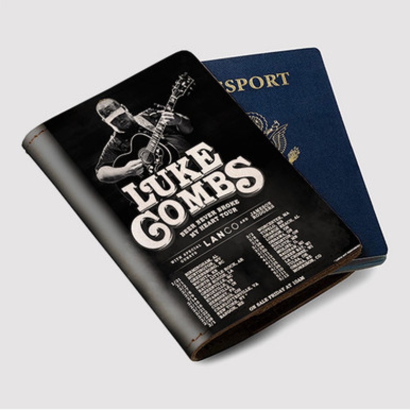 Pastele Luke Combs Tour Custom Passport Wallet Case With Credit Card Holder Awesome Personalized PU Leather Travel Trip Vacation Baggage Cover