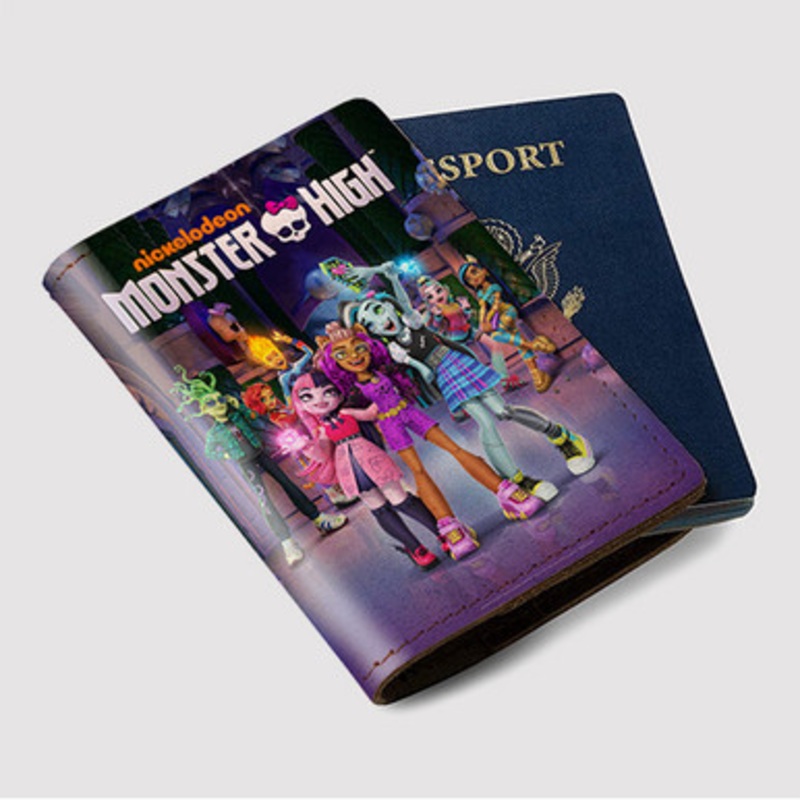 Pastele Monster High Custom Passport Wallet Case With Credit Card Holder Awesome Personalized PU Leather Travel Trip Vacation Baggage Cover