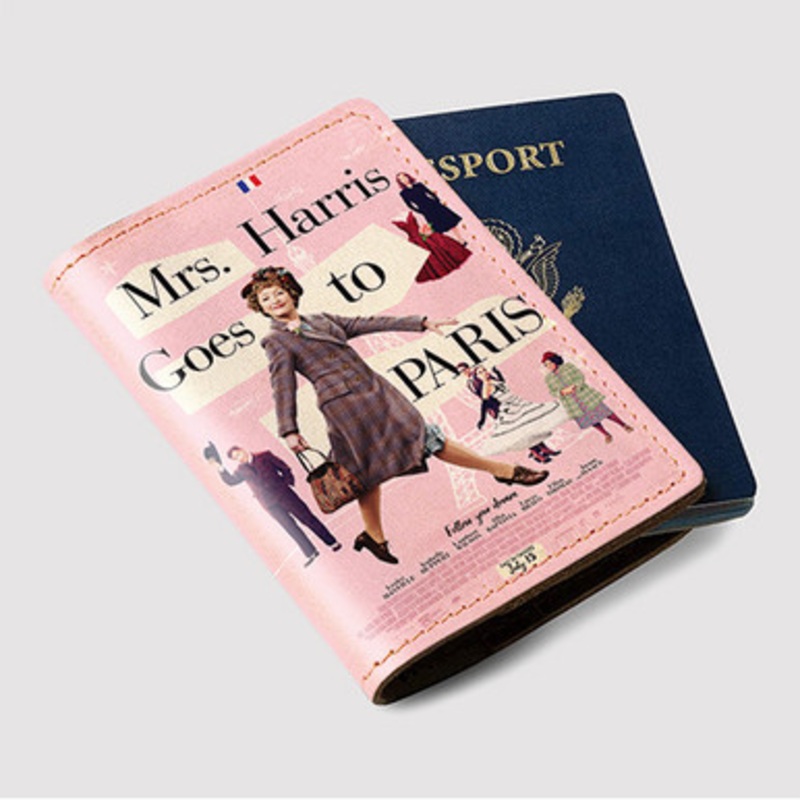 Pastele Mrs Harris Goes to Paris Custom Passport Wallet Case With Credit Card Holder Awesome Personalized PU Leather Travel Trip Vacation Baggage Cover
