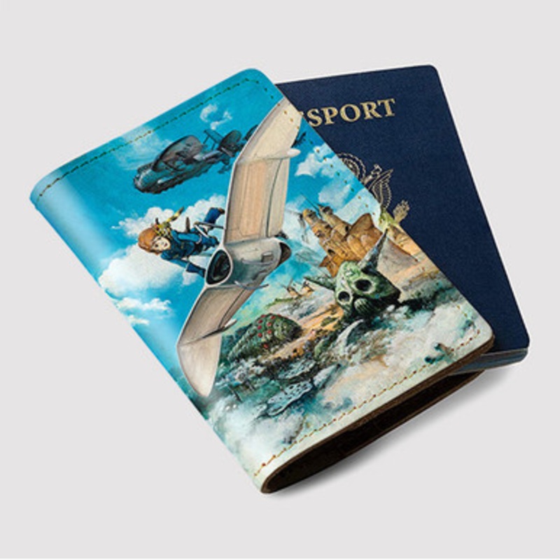 Pastele Nausicaa Of The Valley Of The Wind Poster Custom Passport Wallet Case With Credit Card Holder Awesome Personalized PU Leather Travel Trip Vacation Baggage Cover