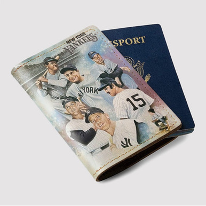 Pastele New York Yankees Vintage Custom Passport Wallet Case With Credit Card Holder Awesome Personalized PU Leather Travel Trip Vacation Baggage Cover