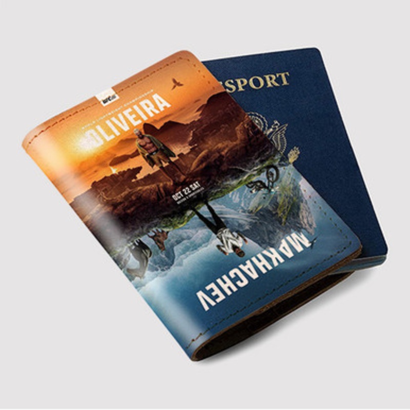 Pastele Oliveira VS Makhachev Custom Passport Wallet Case With Credit Card Holder Awesome Personalized PU Leather Travel Trip Vacation Baggage Cover