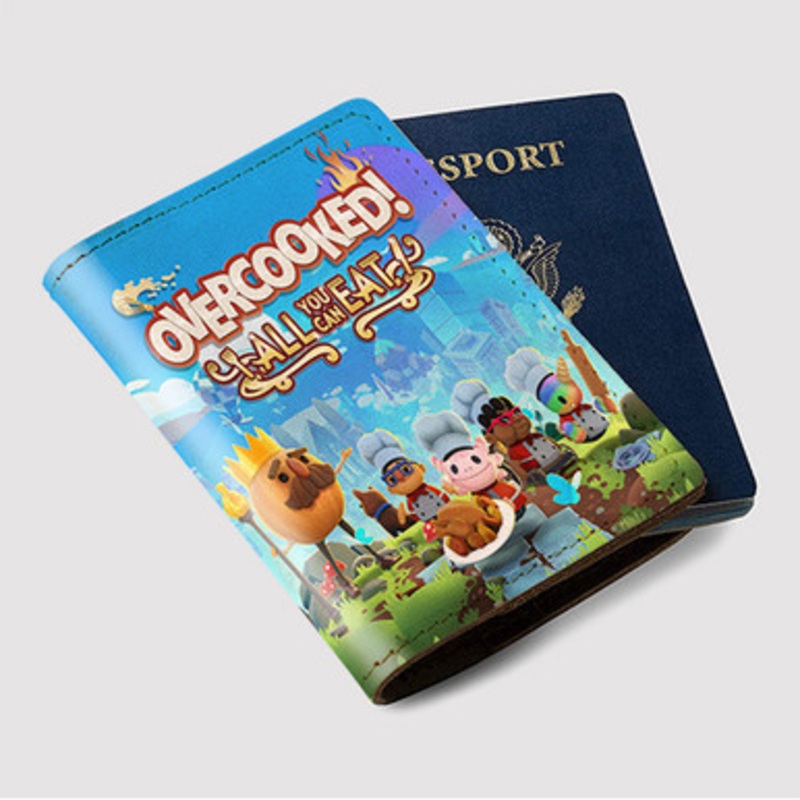 Pastele Overcooked All You Can Eat Custom Passport Wallet Case With Credit Card Holder Awesome Personalized PU Leather Travel Trip Vacation Baggage Cover