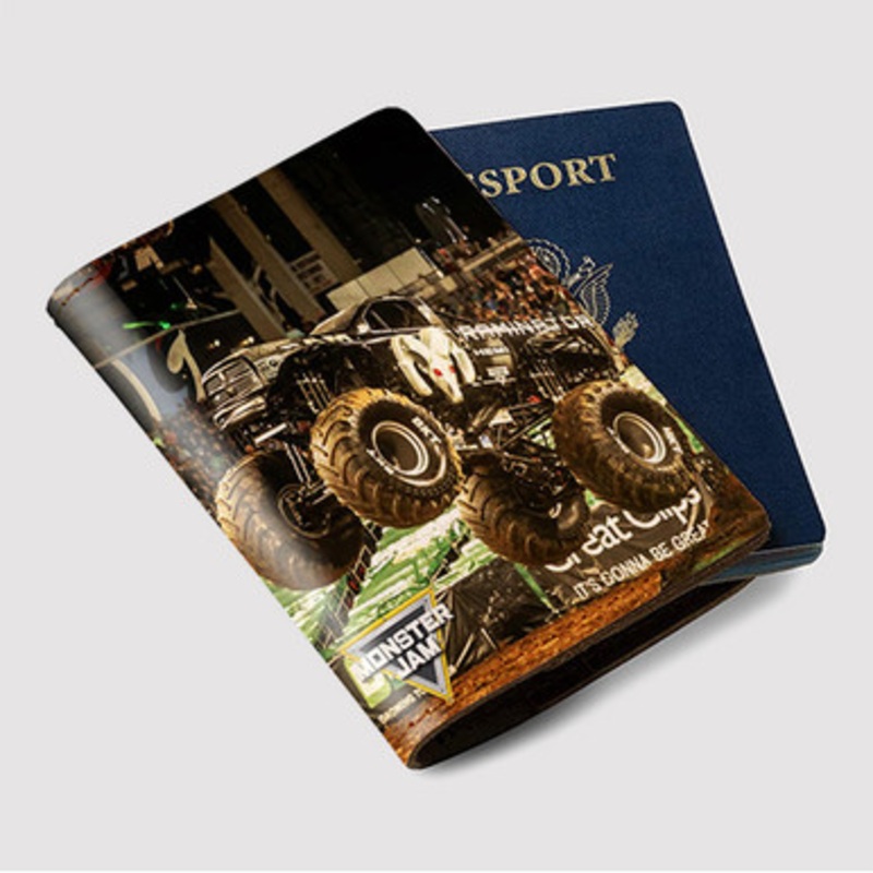 Pastele Raminator Monster Truck Custom Passport Wallet Case With Credit Card Holder Awesome Personalized PU Leather Travel Trip Vacation Baggage Cover
