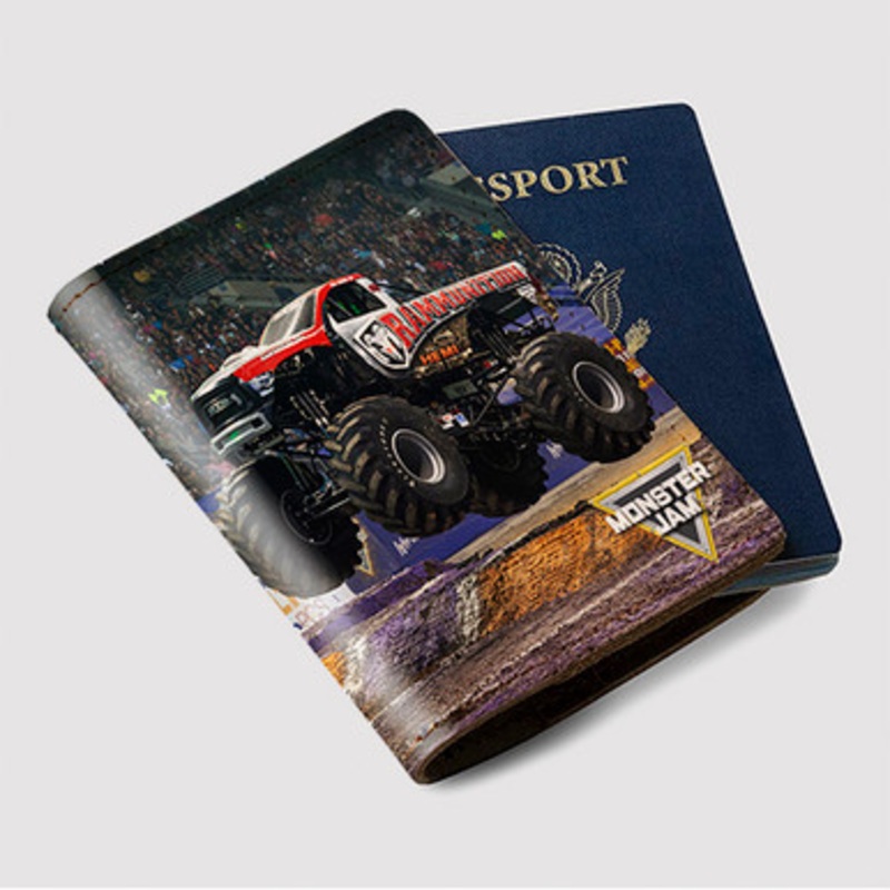 Pastele Rammunition Monster Truck Custom Passport Wallet Case With Credit Card Holder Awesome Personalized PU Leather Travel Trip Vacation Baggage Cover
