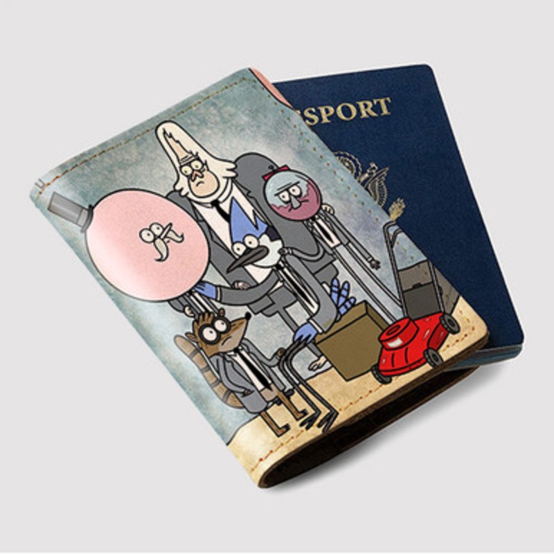 Pastele Regular Show 2022 Custom Passport Wallet Case With Credit Card Holder Awesome Personalized PU Leather Travel Trip Vacation Baggage Cover