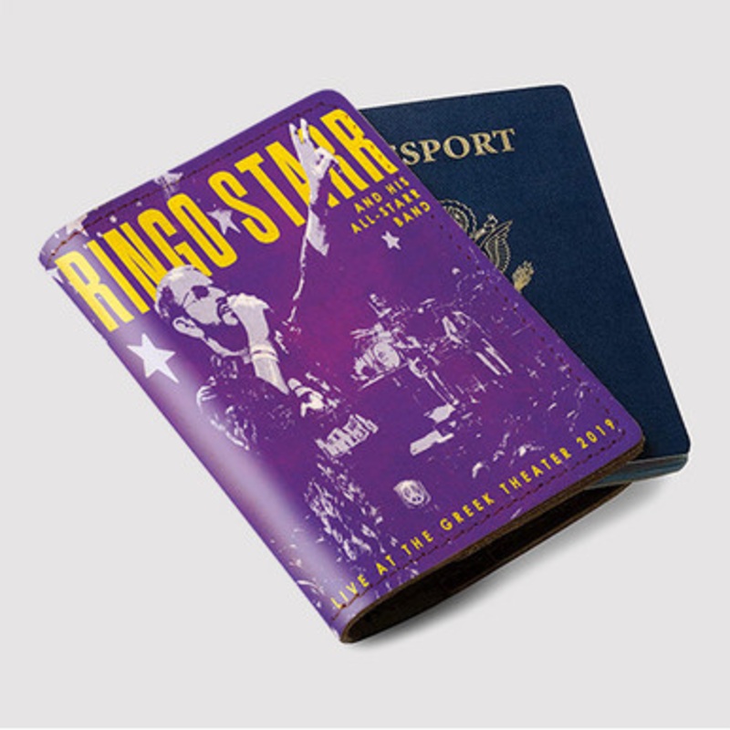Pastele Ringo Starr Live at the Greek Theater 2019 Custom Passport Wallet Case With Credit Card Holder Awesome Personalized PU Leather Travel Trip Vacation Baggage Cover