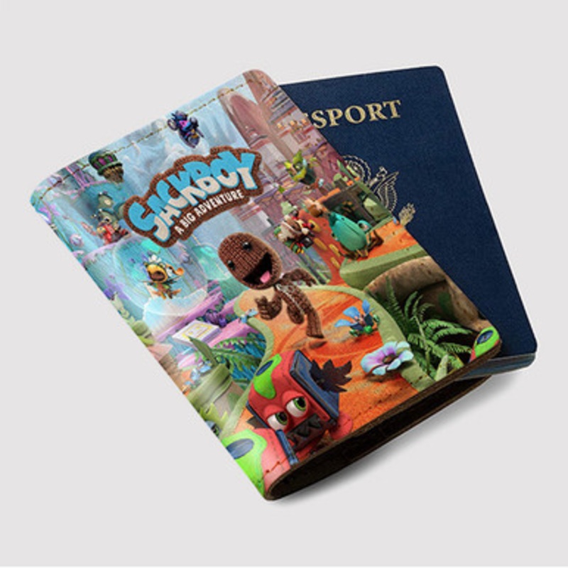 Pastele Sackboy A Big Adventure Custom Passport Wallet Case With Credit Card Holder Awesome Personalized PU Leather Travel Trip Vacation Baggage Cover