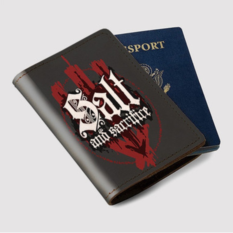 Pastele Salt and Sacrifice Symbol Custom Passport Wallet Case With Credit Card Holder Awesome Personalized PU Leather Travel Trip Vacation Baggage Cover