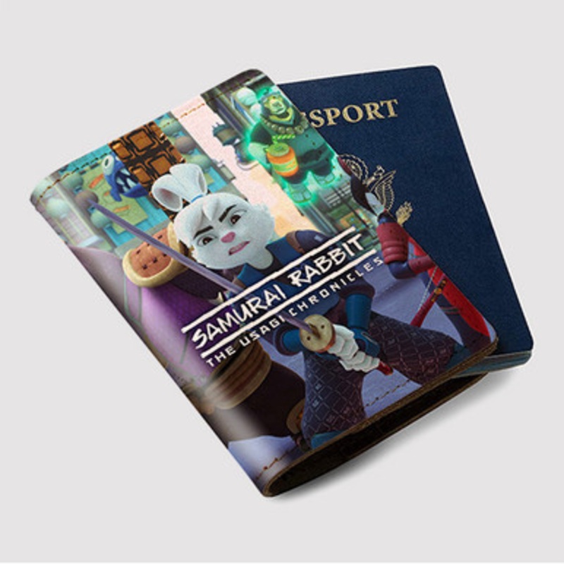 Pastele Samurai Rabbit The Usagi Chronicles Custom Passport Wallet Case With Credit Card Holder Awesome Personalized PU Leather Travel Trip Vacation Baggage Cover