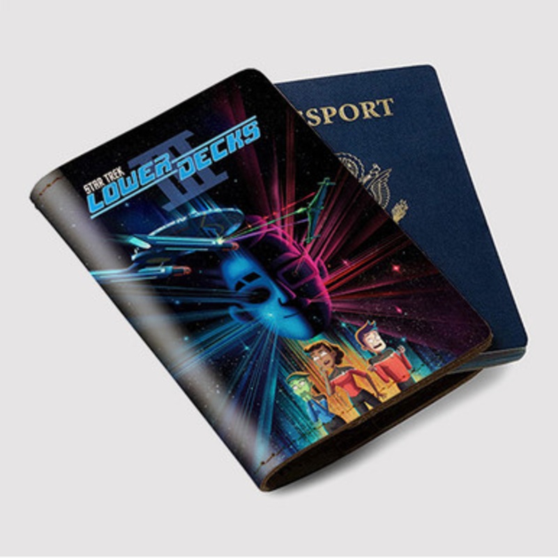 Pastele Star Trek Lower Decks Custom Passport Wallet Case With Credit Card Holder Awesome Personalized PU Leather Travel Trip Vacation Baggage Cover