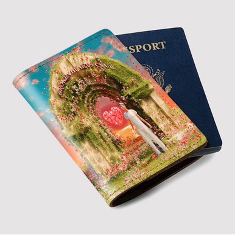 Pastele Syd Broken Hearts Club Custom Passport Wallet Case With Credit Card Holder Awesome Personalized PU Leather Travel Trip Vacation Baggage Cover