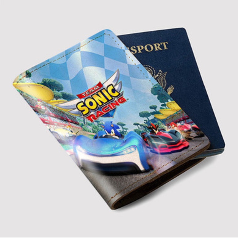 Pastele Team Sonic Racing Custom Passport Wallet Case With Credit Card Holder Awesome Personalized PU Leather Travel Trip Vacation Baggage Cover