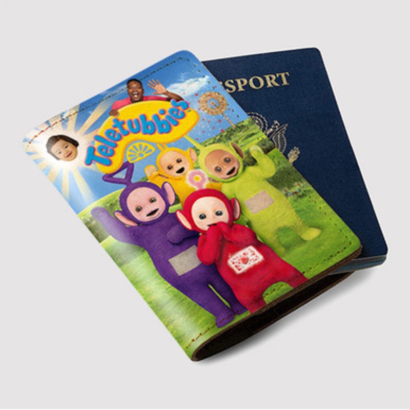 Pastele Teletubbies Custom Passport Wallet Case With Credit Card Holder Awesome Personalized PU Leather Travel Trip Vacation Baggage Cover